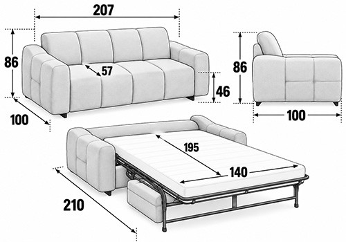 3 Places - Couchage 140