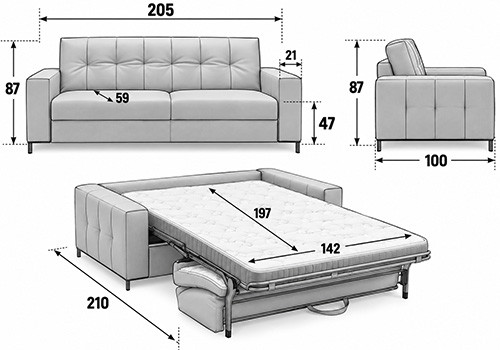 3 Places - Couchage 140