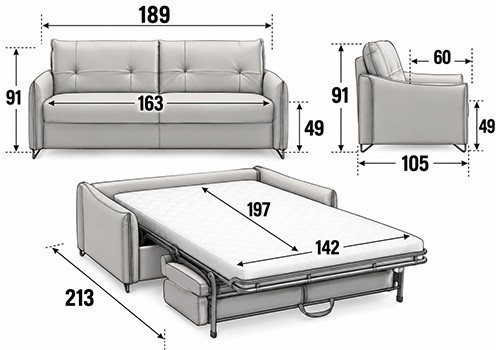 3 Places - Couchage 140