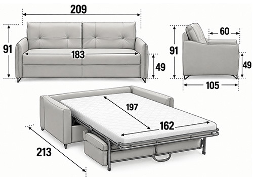 3,5 Places - Couchage 160