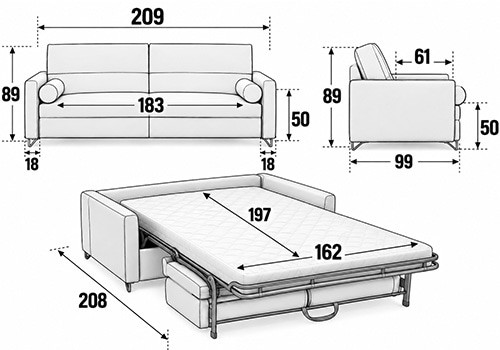Canapé 3,5 places - Couchage 160