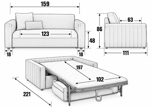 Canapé 2 Places - Couchage 100