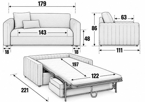 Canapé 2,5 Places - Couchage 120