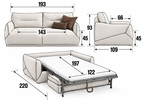 Canapé 2,5 Places - Couchage 120