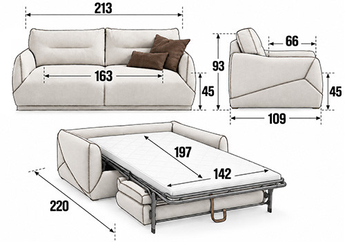 Canapé 3 Places - Couchage 140