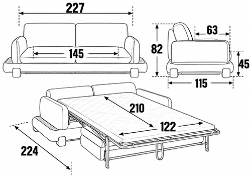 Canapé 2,5 Places - Couchage 120