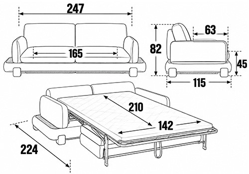 Canapé 3 Places - Couchage 140