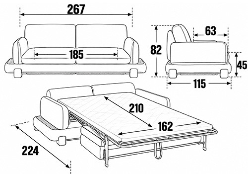 Canapé maxi 3/4 Places - Couchage 160