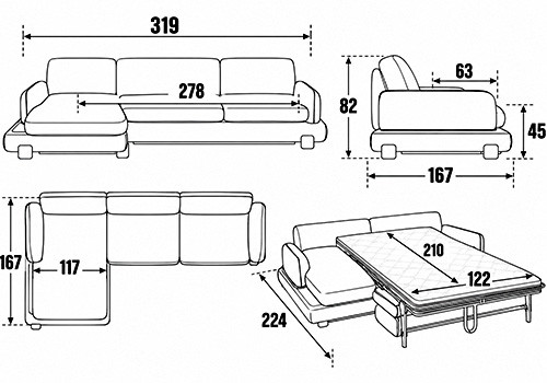 Canapé 2,5 Places - Couchage 120