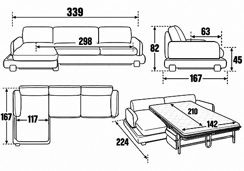 Canapé 3 Places - Couchage 140