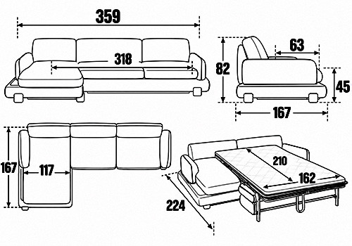 Canapé maxi 3/4 Places - Couchage 160