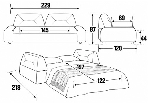 Canapé 2,5 Places - Couchage 120