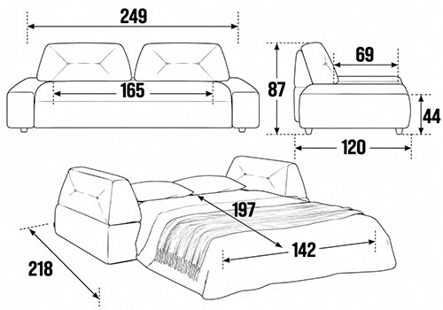 Canapé 3 Places - Couchage 140