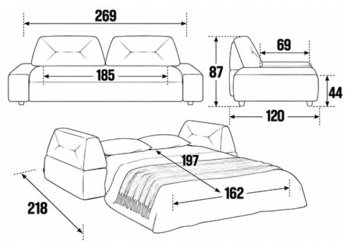 Canapé maxi 3/4 Places - Couchage 160