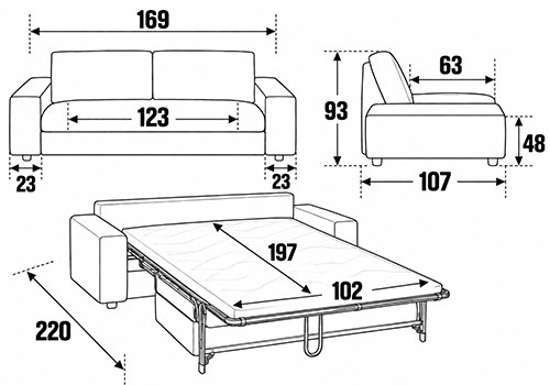 Canapé 2 Places - Couchage 100
