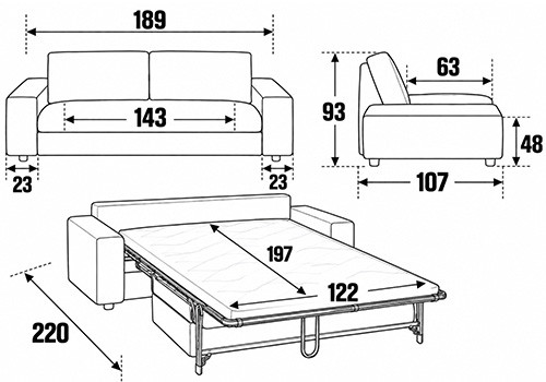 Canapé 2,5 Places - Couchage 120