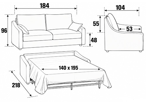 3 Places - Couchage 140