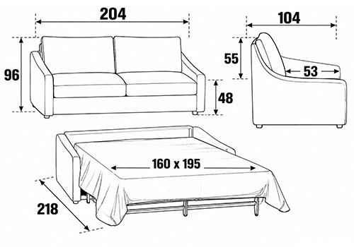 Maxi 3 Places - Couchage 160