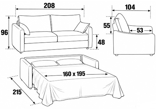 Maxi 3 Places - Couchage 160