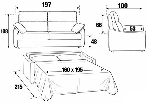 Maxi 3 Places - Couchage 160