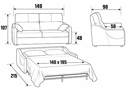 3 Places - Couchage 140