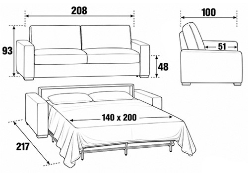 3 Places - Couchage 140