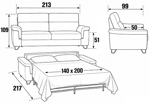 3 Places - Couchage 140