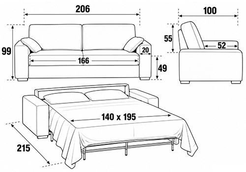 3 Places - Couchage 140