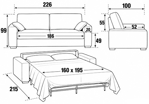 Maxi 3 Places - Couchage 160