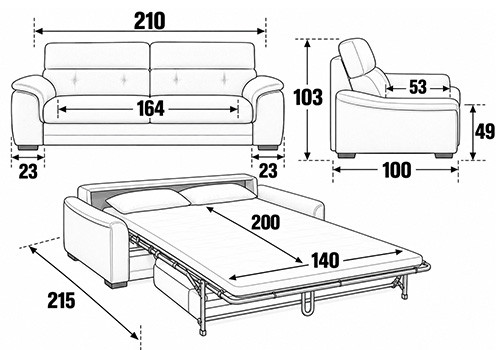 Canapé 3 Places - Couchage 140