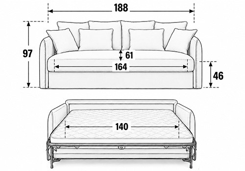 Canapé 3 Places - Couchage 140
