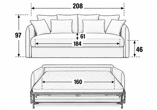 Canapé maxi 3/4 Places - Couchage 160