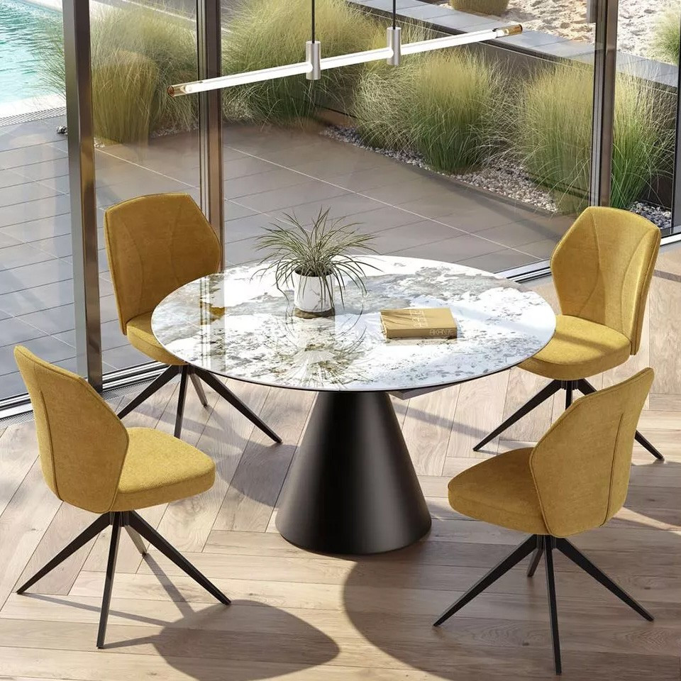 Table ronde icone et chaises pivotantes Vienna Akante