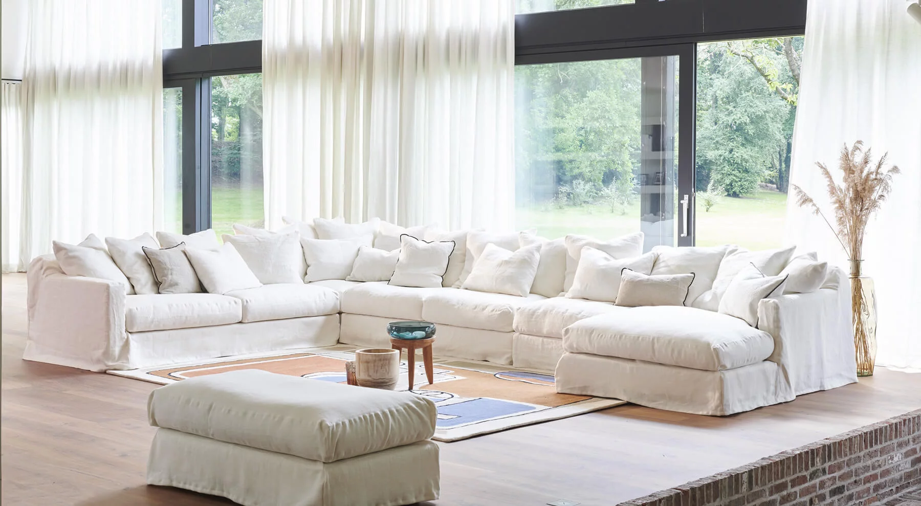 Home Spirit : canapé modulable en lin Biarritz
